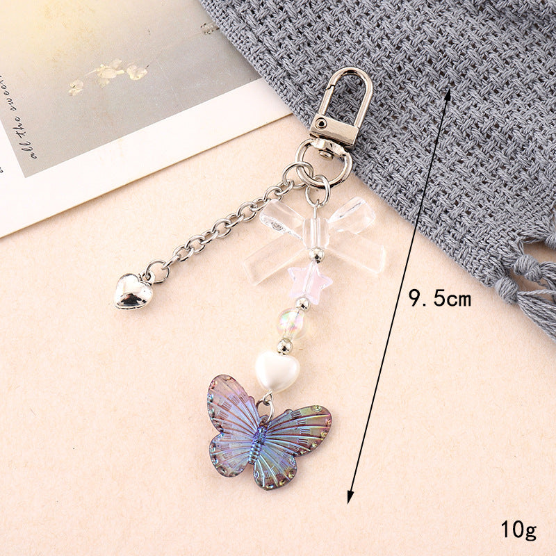 Wholesale  New Acrylic Bow Keychain Pendant Distinctive Diy Bag Bag Hanging Headset Hanging Chain Jewelry